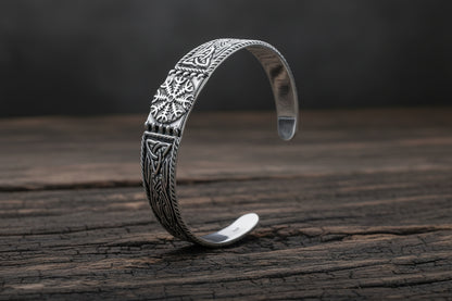 vkngjewelry Bracelet Handcrafted  Helm of Awe and Celtic Ornament Arm Ring