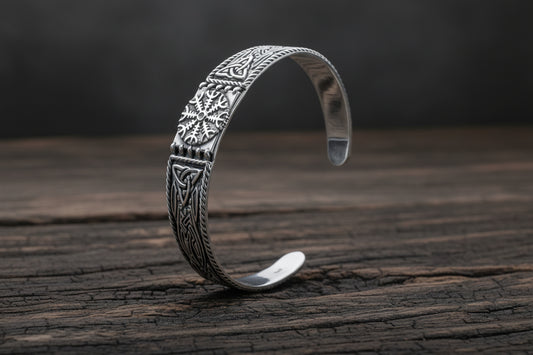 vkngjewelry Bracelet Handcrafted  Helm of Awe and Celtic Ornament Arm Ring