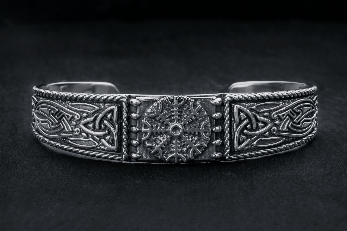 vkngjewelry Bracelet Handcrafted  Helm of Awe and Celtic Ornament Arm Ring