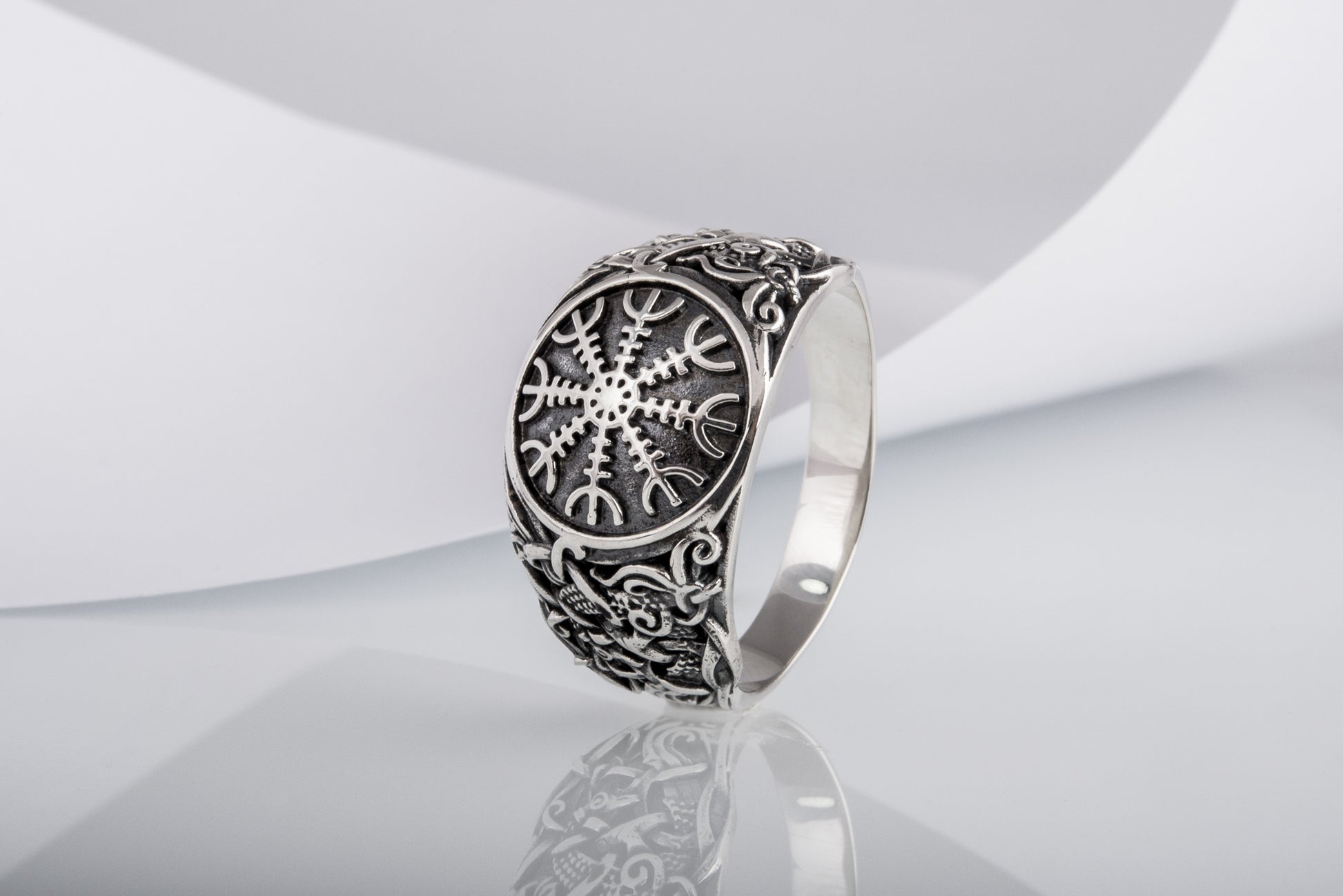 vkngjewelry Ring Handcrafted Helm Of Awe Mammen Style Sterling Silver Ring