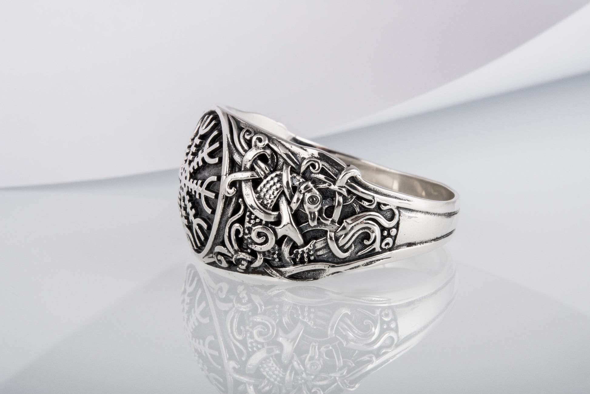 vkngjewelry Ring Handcrafted Helm Of Awe Mammen Style Sterling Silver Ring