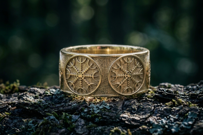 vkngjewelry Ring Handcrafted Helm Of Awe Norse Gold Ring