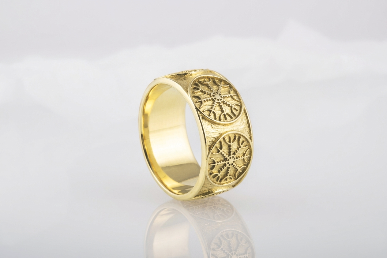 vkngjewelry Ring Handcrafted Helm Of Awe Norse Gold Ring