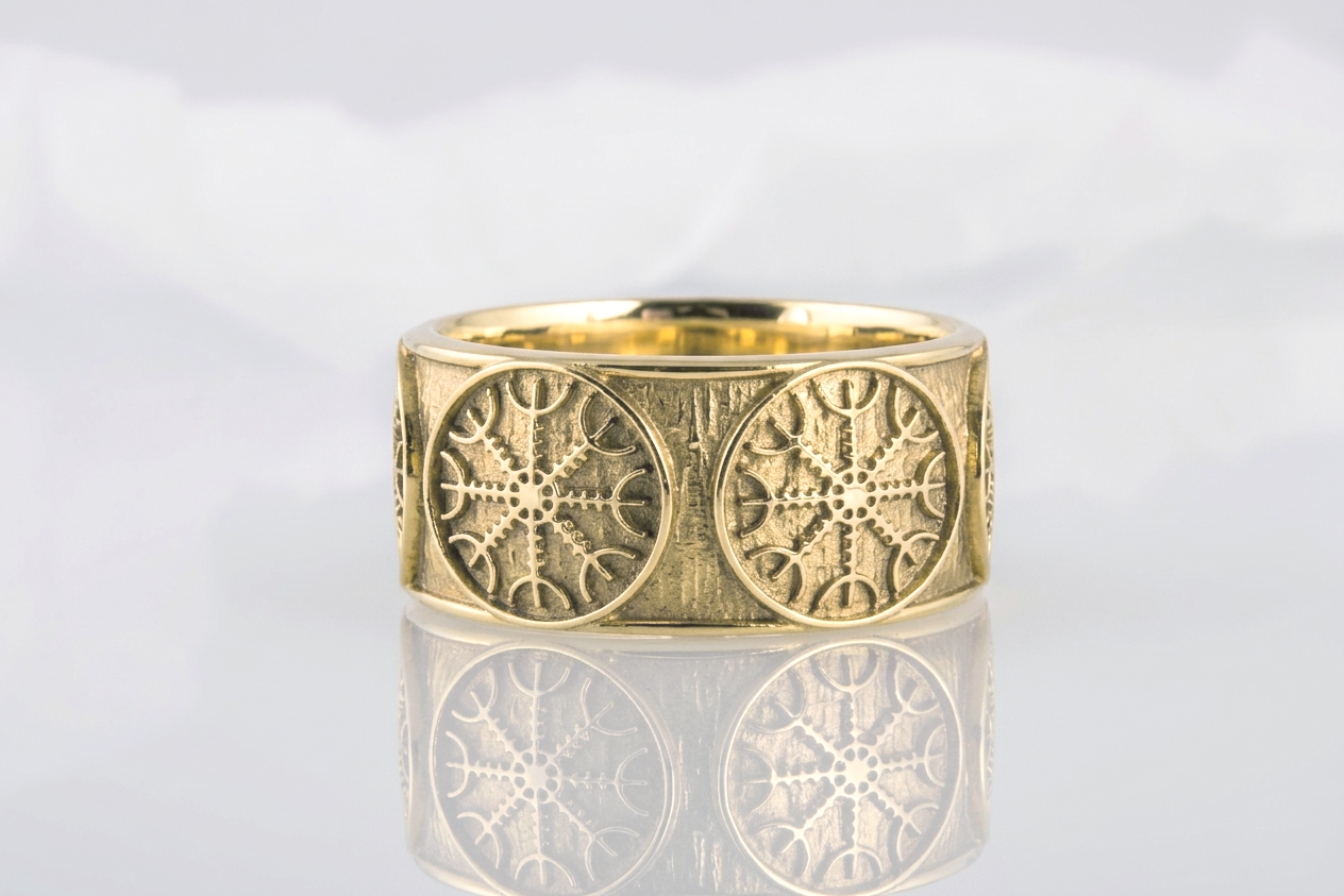 vkngjewelry Ring Handcrafted Helm Of Awe Norse Gold Ring