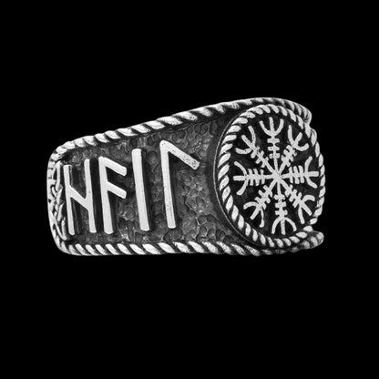 vkngjewelry Bagues Helm Of Awe Runes Antique Ring 925 Sterling Silver