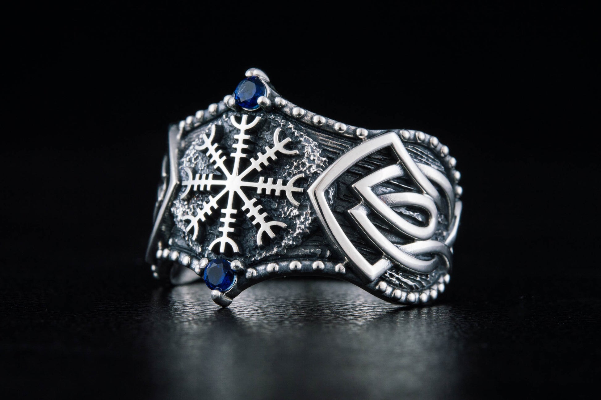 vkngjewelry Ring Handcrafted Helm of Awe Symbol Norse Ornament Sterling Silver Ring