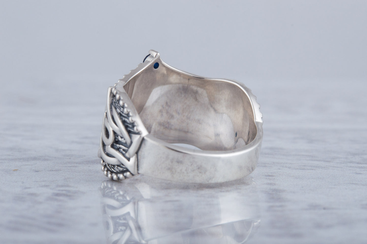 vkngjewelry Ring Handcrafted Helm of Awe Symbol Norse Ornament Sterling Silver Ring