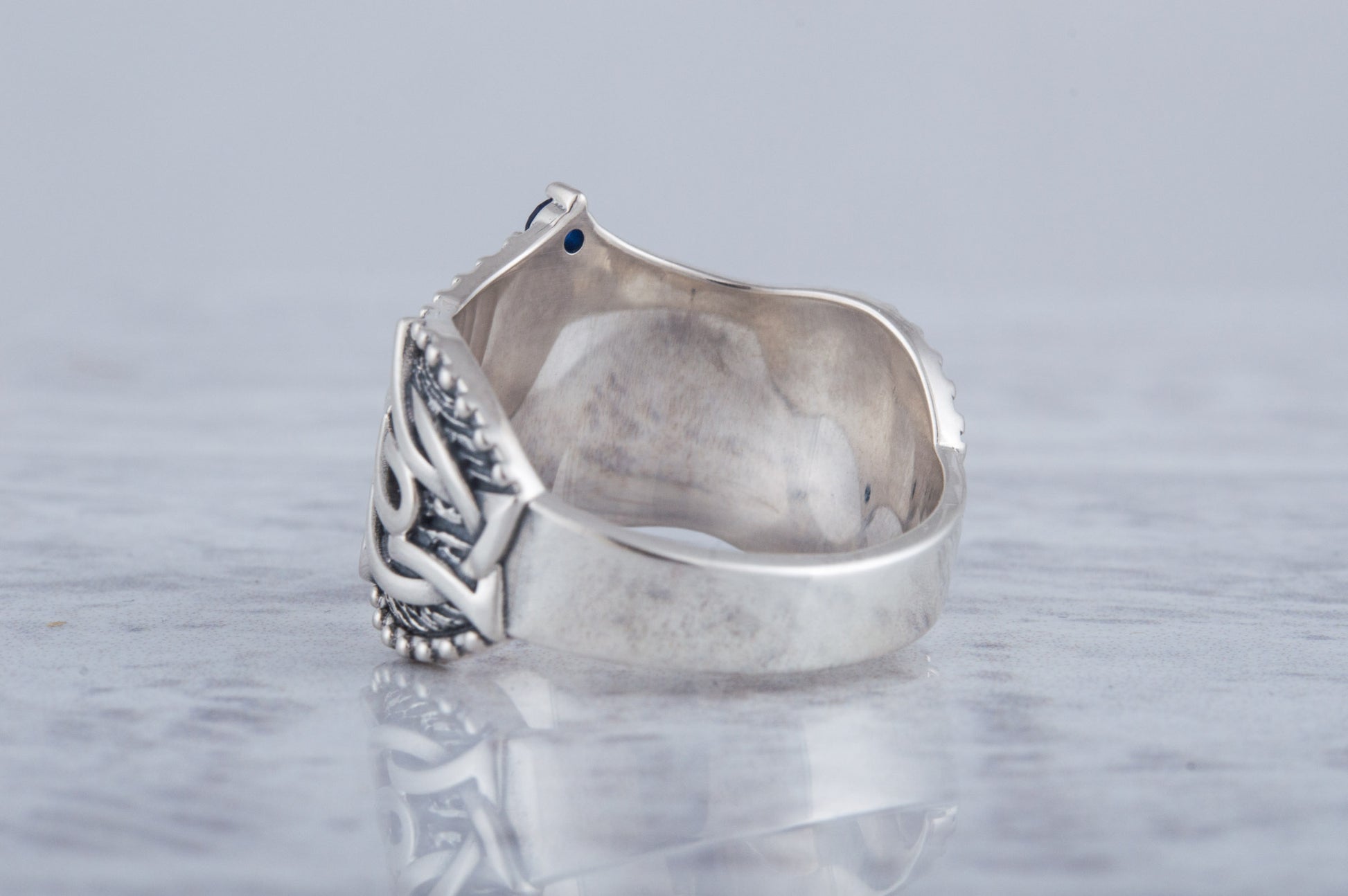 vkngjewelry Ring Handcrafted Helm of Awe Symbol Norse Ornament Sterling Silver Ring