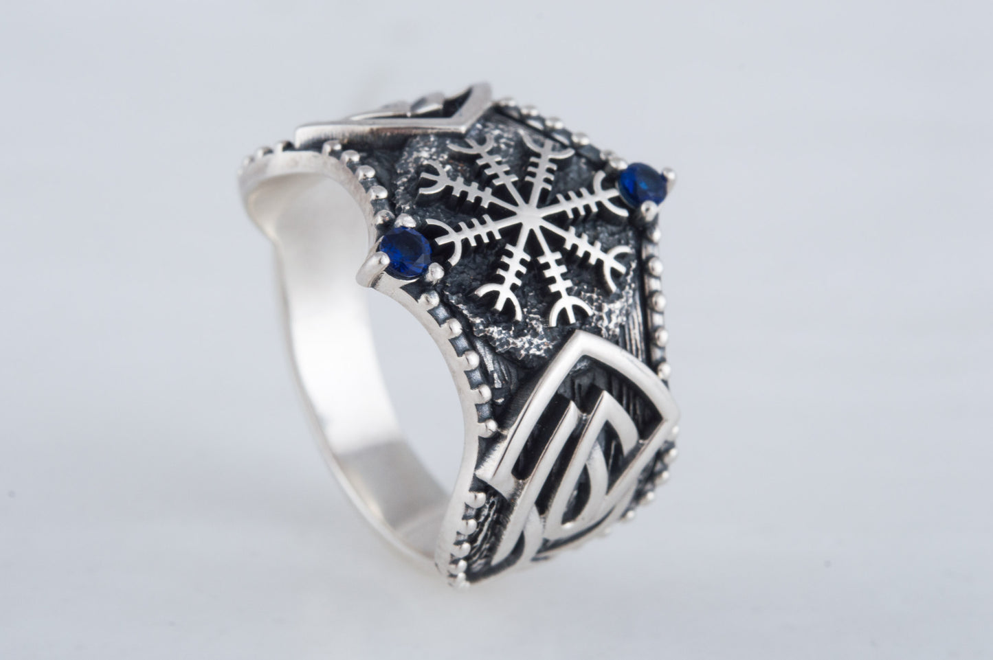 vkngjewelry Ring Handcrafted Helm of Awe Symbol Norse Ornament Sterling Silver Ring