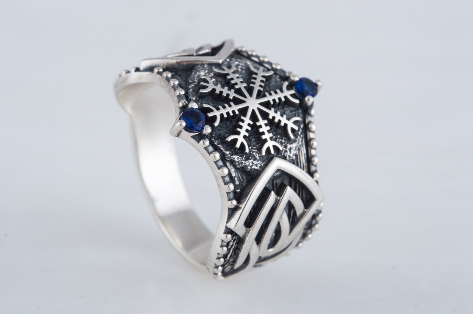 vkngjewelry Ring Handcrafted Helm of Awe Symbol Norse Ornament Sterling Silver Ring