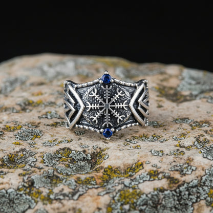 vkngjewelry Ring Handcrafted Helm of Awe Symbol Norse Ornament Sterling Silver Ring