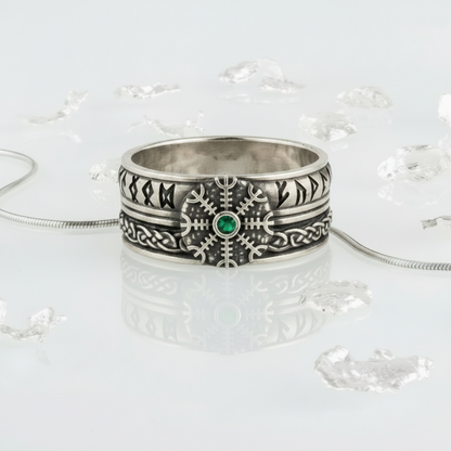 vkngjewelry Ring Handcrafted Helm of Awe Symbol Runes Ornament Sterling Silver Ring