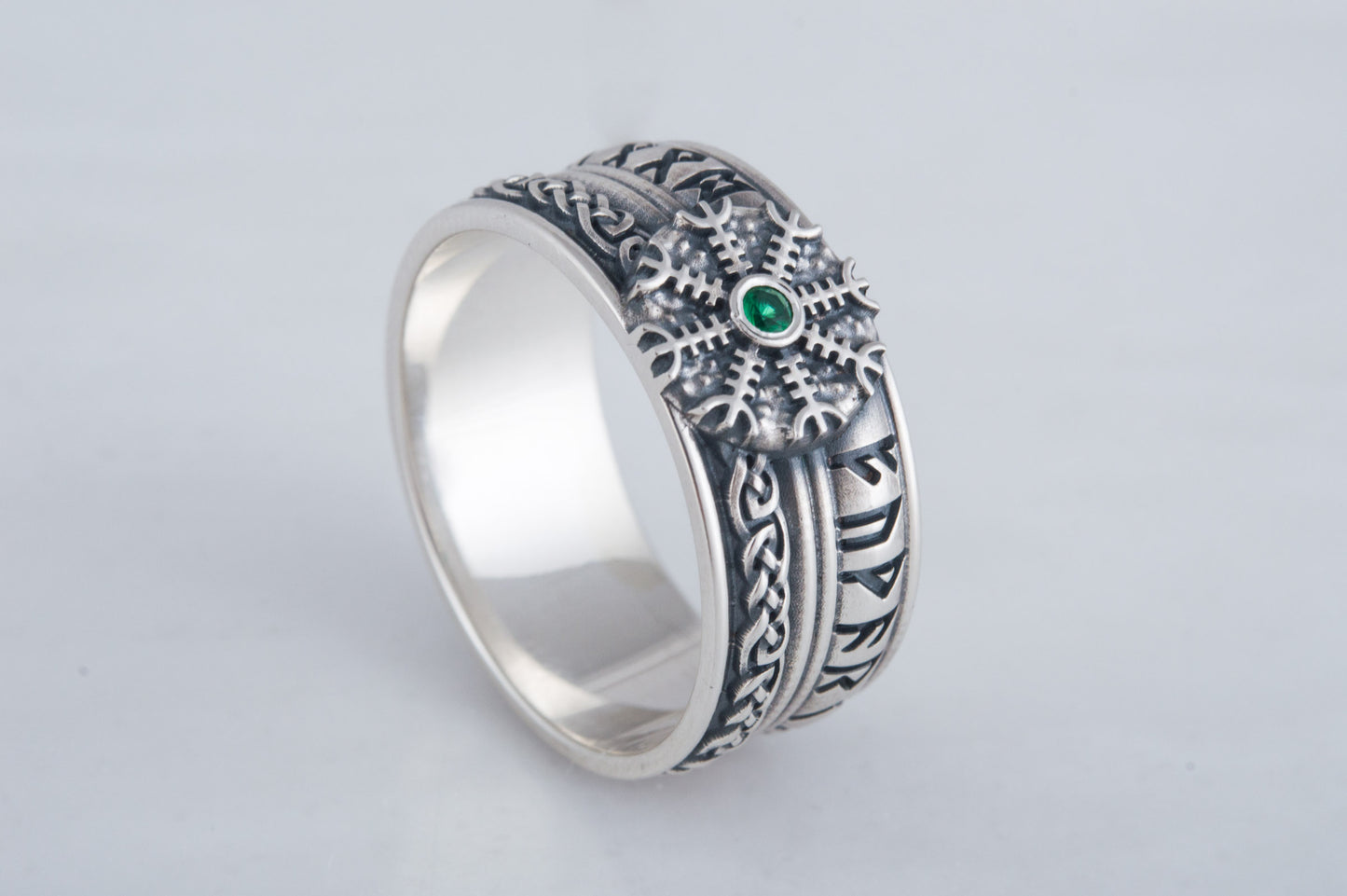 vkngjewelry Ring Handcrafted Helm of Awe Symbol Runes Ornament Sterling Silver Ring