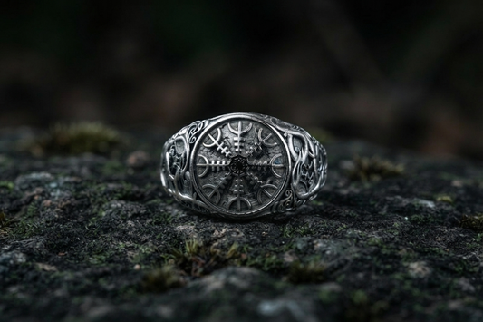 vkngjewelry Ring Handcrafted Helm Of Awe Urnes Style Ruthenium Ring