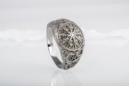 vkngjewelry Ring Handcrafted Helm Of Awe Urnes Style Ruthenium Ring