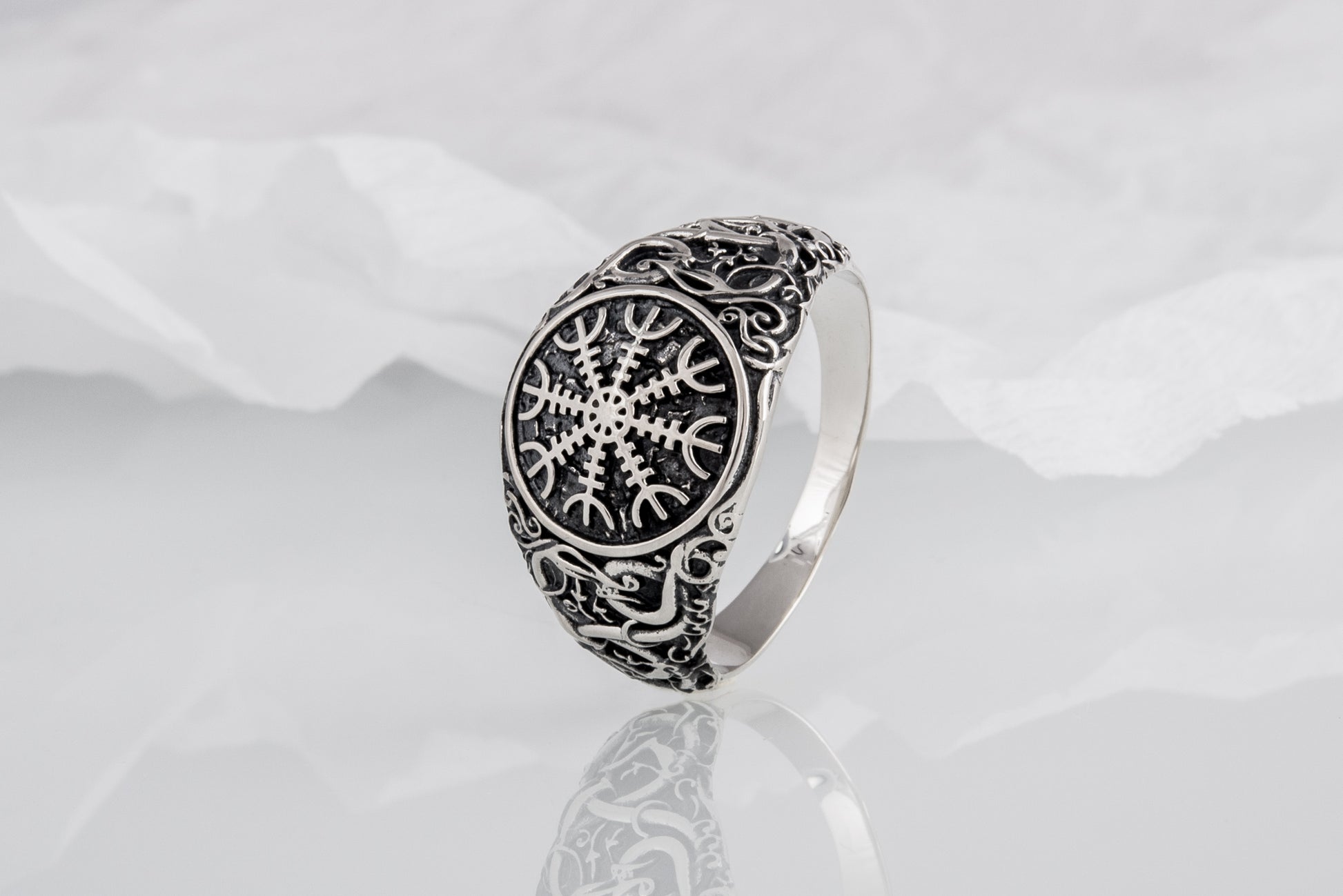 vkngjewelry Ring Handcrafted Helm Of Awe Urnes Style Sterling Silver