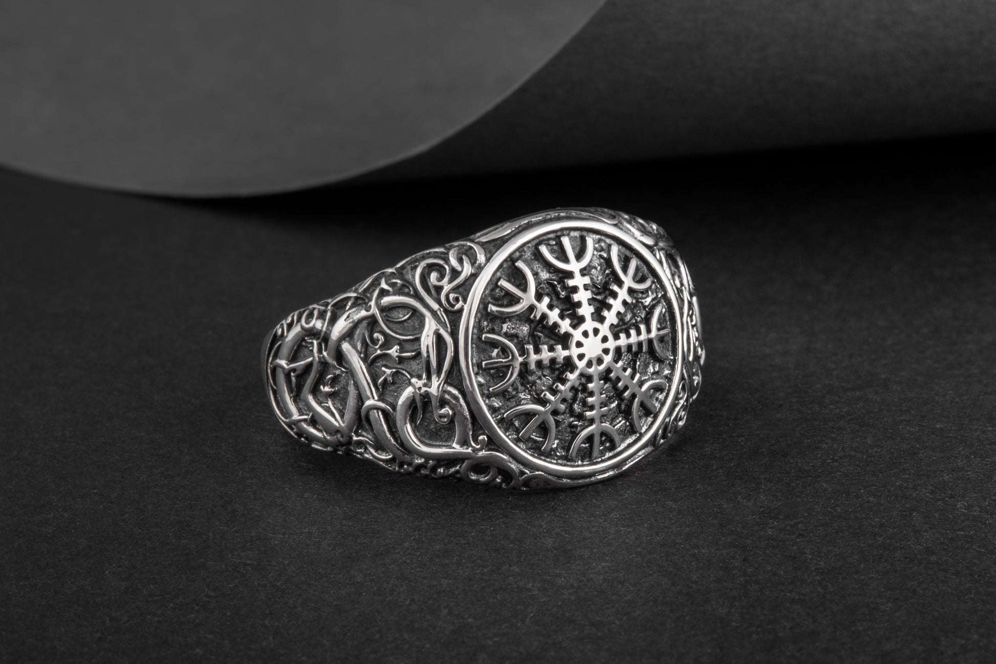 vkngjewelry Ring Handcrafted Helm Of Awe Urnes Style Sterling Silver