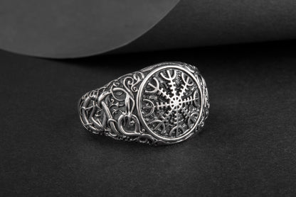 vkngjewelry Ring Handcrafted Helm Of Awe Urnes Style Sterling Silver
