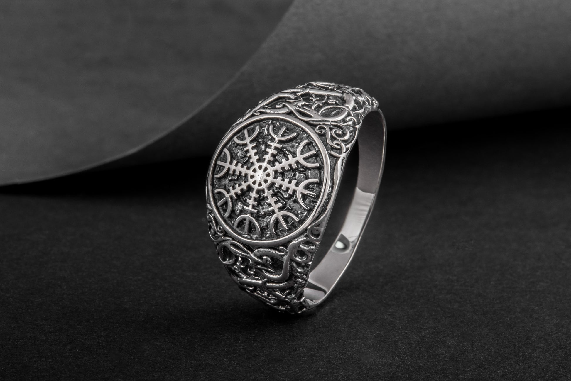 vkngjewelry Ring Handcrafted Helm Of Awe Urnes Style Sterling Silver