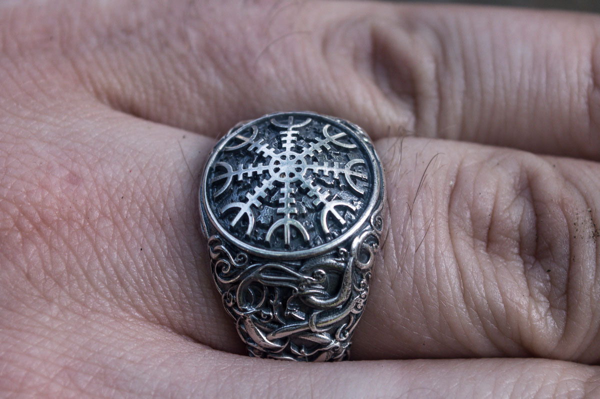 vkngjewelry Ring Handcrafted Helm Of Awe Urnes Style Sterling Silver