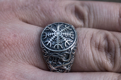 vkngjewelry Ring Handcrafted Helm Of Awe Urnes Style Sterling Silver