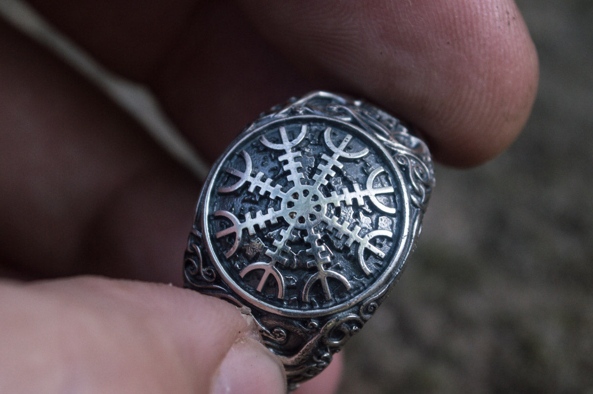vkngjewelry Ring Handcrafted Helm Of Awe Urnes Style Sterling Silver