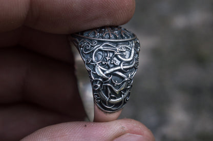 vkngjewelry Ring Handcrafted Helm Of Awe Urnes Style Sterling Silver