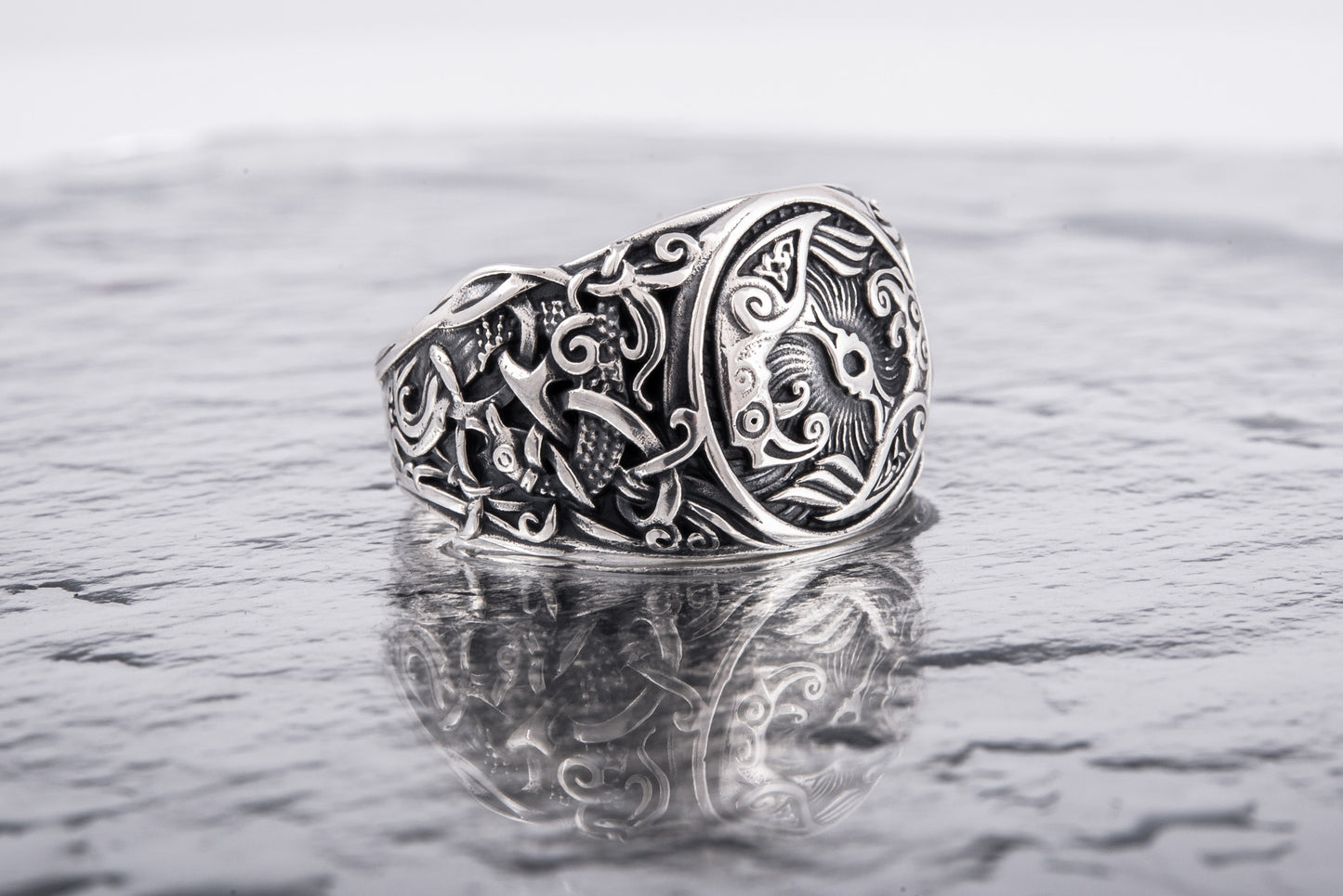 vkngjewelry Ring Handcrafted Hugin Munin Mammen Style Sterling Silver