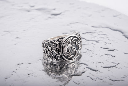 vkngjewelry Ring Handcrafted Hugin Munin Mammen Style Sterling Silver