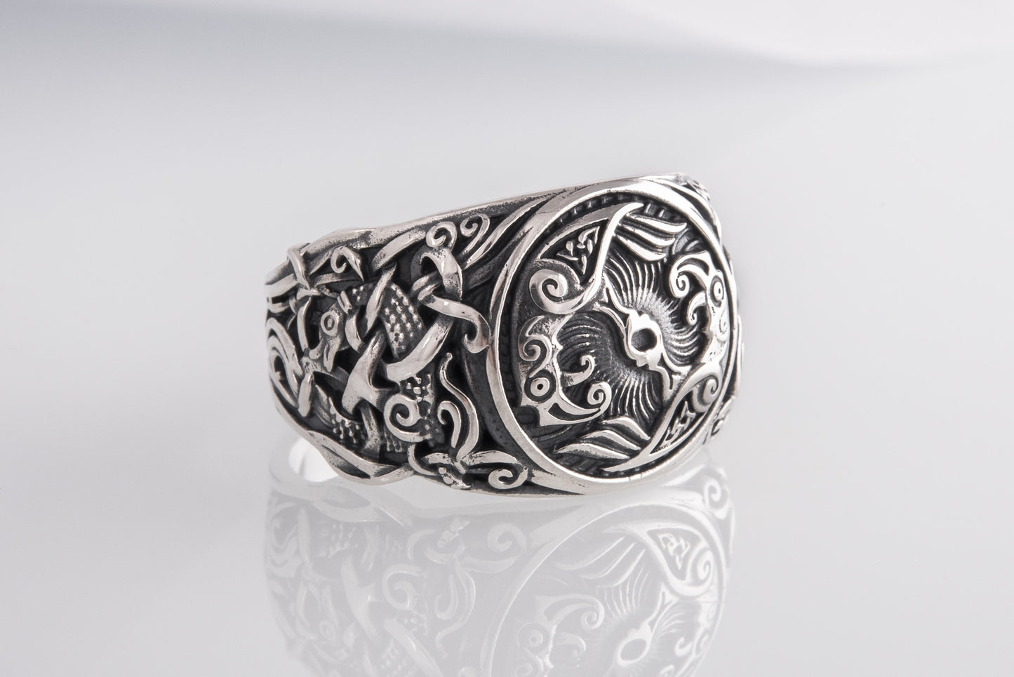 vkngjewelry Ring Handcrafted Hugin Munin Mammen Style Sterling Silver