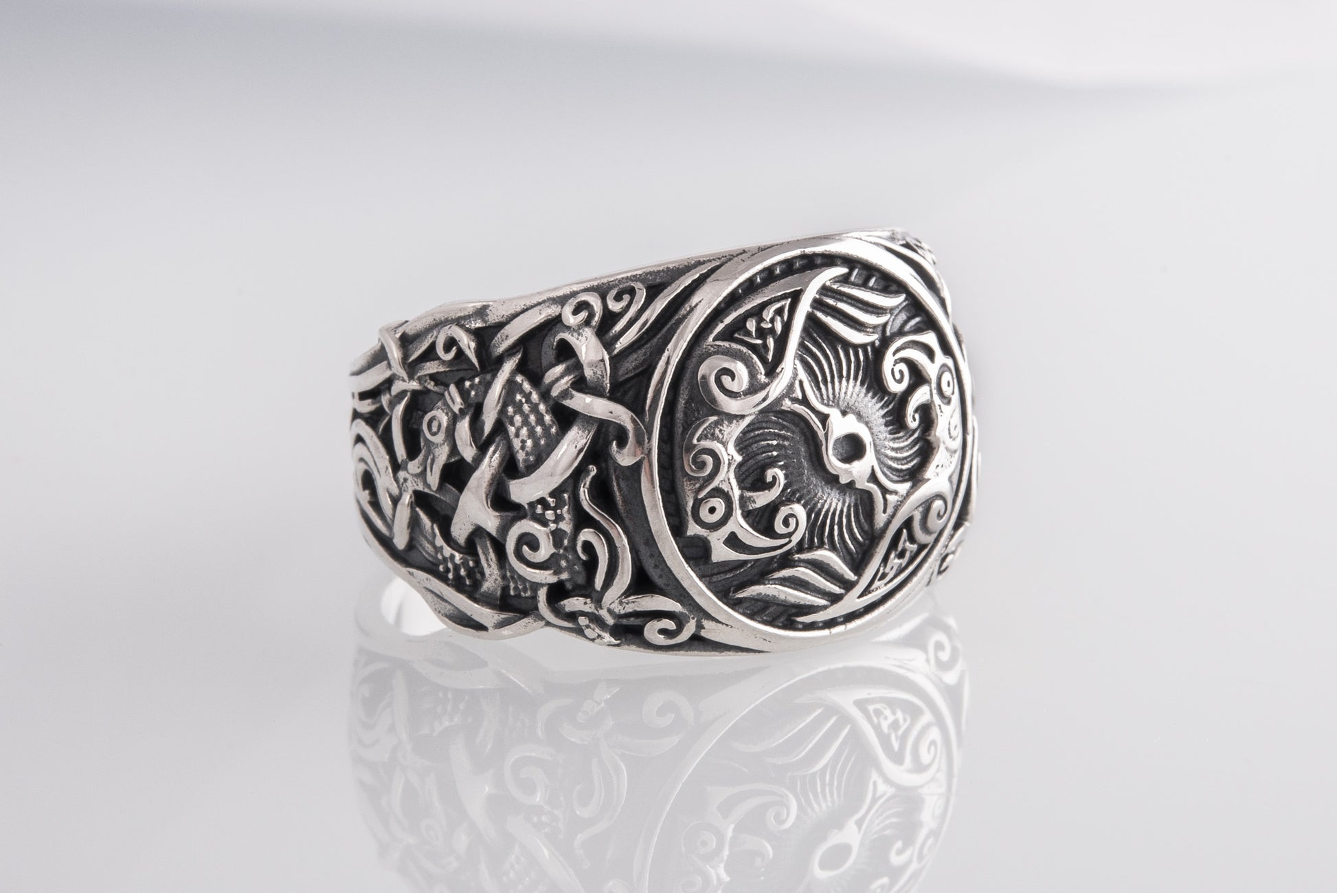 vkngjewelry Ring Handcrafted Hugin Munin Mammen Style Sterling Silver