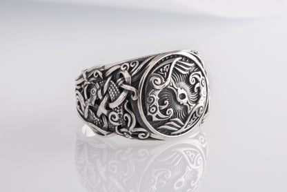vkngjewelry Ring Handcrafted Hugin Munin Mammen Style Sterling Silver