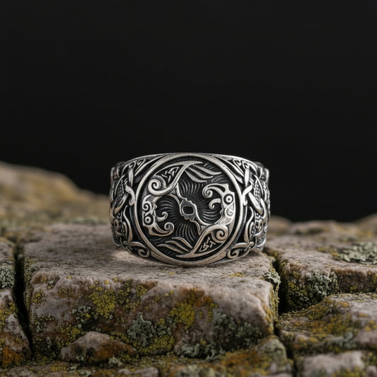 vkngjewelry Ring Handcrafted Hugin Munin Mammen Style Sterling Silver