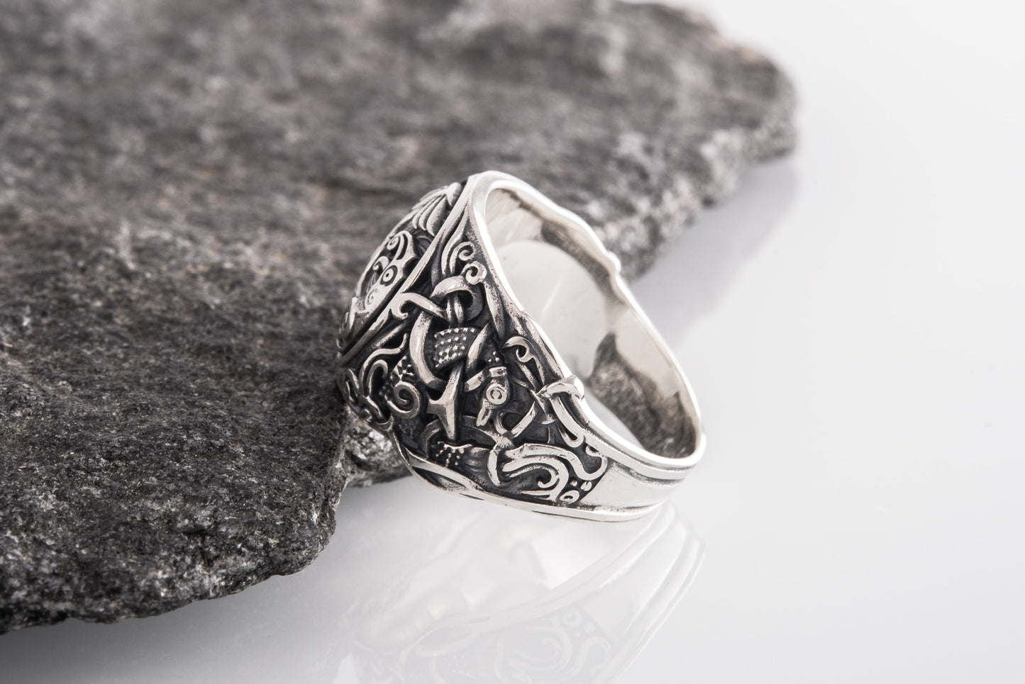 vkngjewelry Ring Handcrafted Hugin Munin Mammen Style Sterling Silver