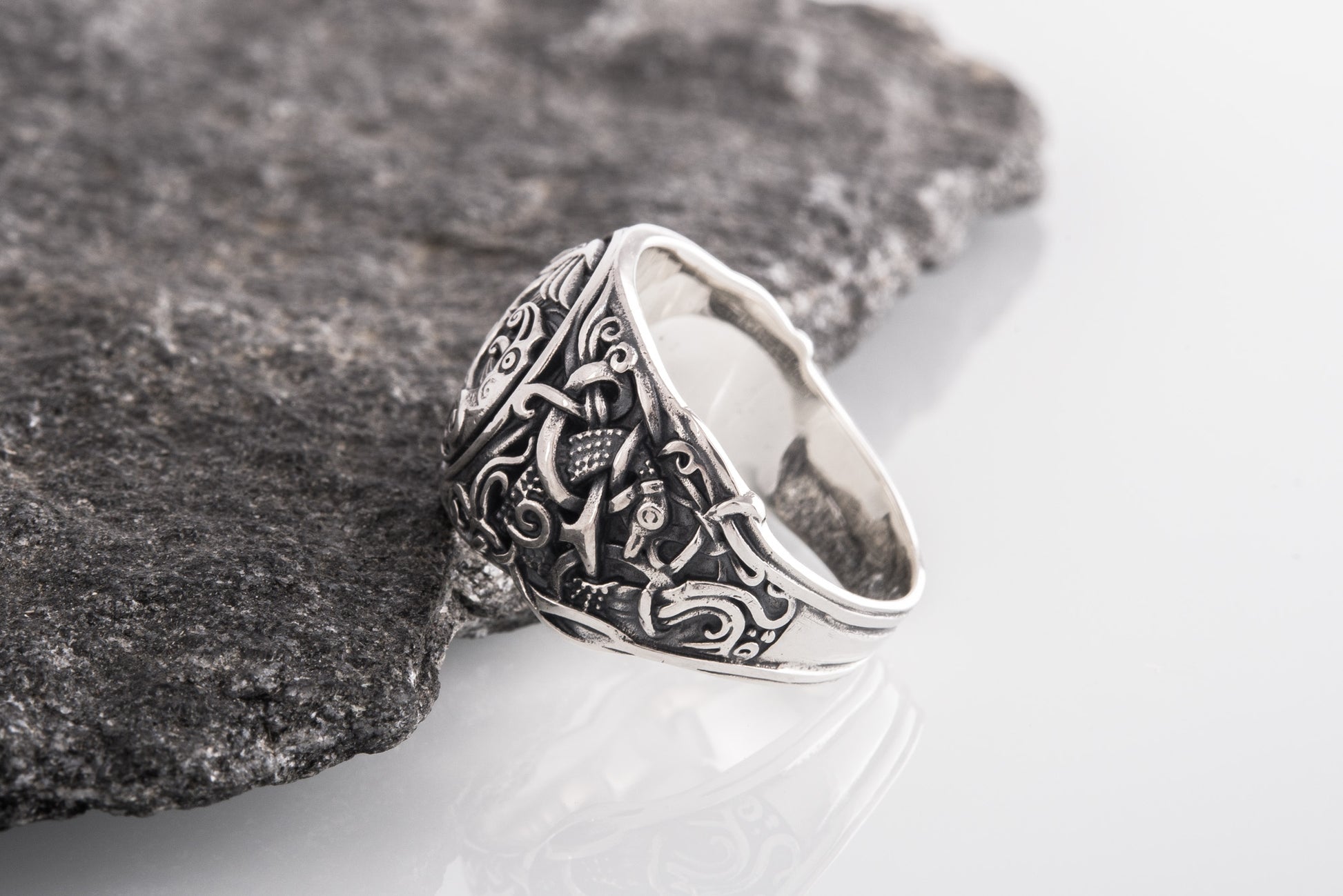 vkngjewelry Ring Handcrafted Hugin Munin Mammen Style Sterling Silver