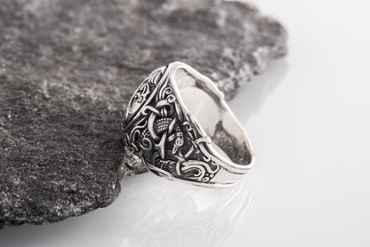 vkngjewelry Ring Handcrafted Hugin Munin Mammen Style Sterling Silver