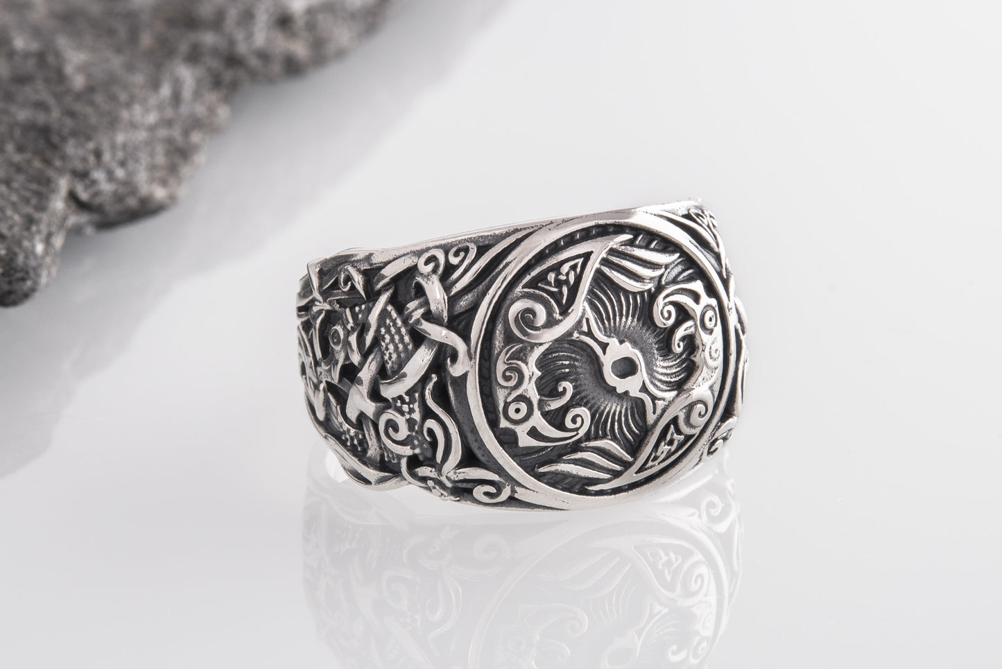 vkngjewelry Ring Handcrafted Hugin Munin Mammen Style Sterling Silver