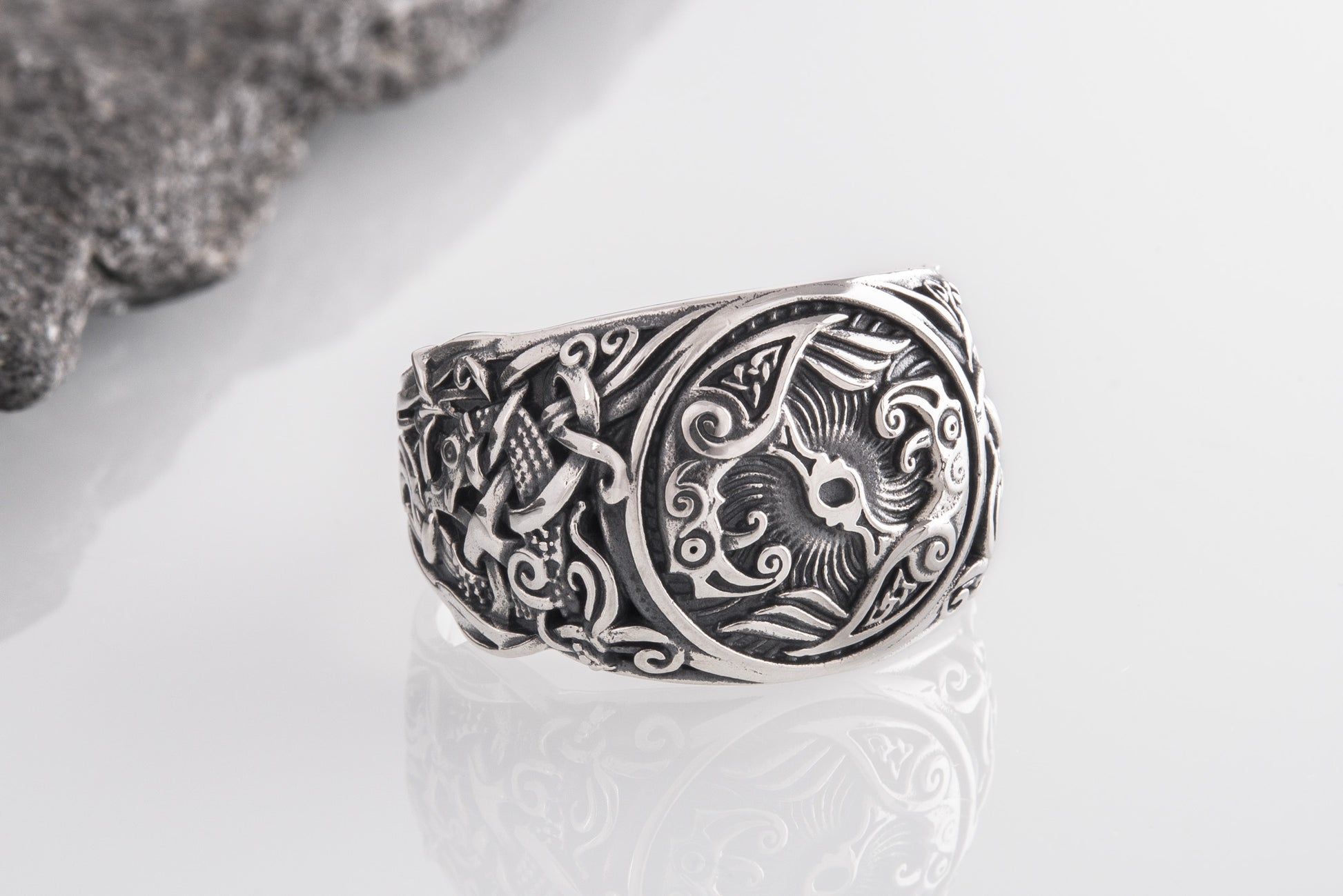 vkngjewelry Ring Handcrafted Hugin Munin Mammen Style Sterling Silver
