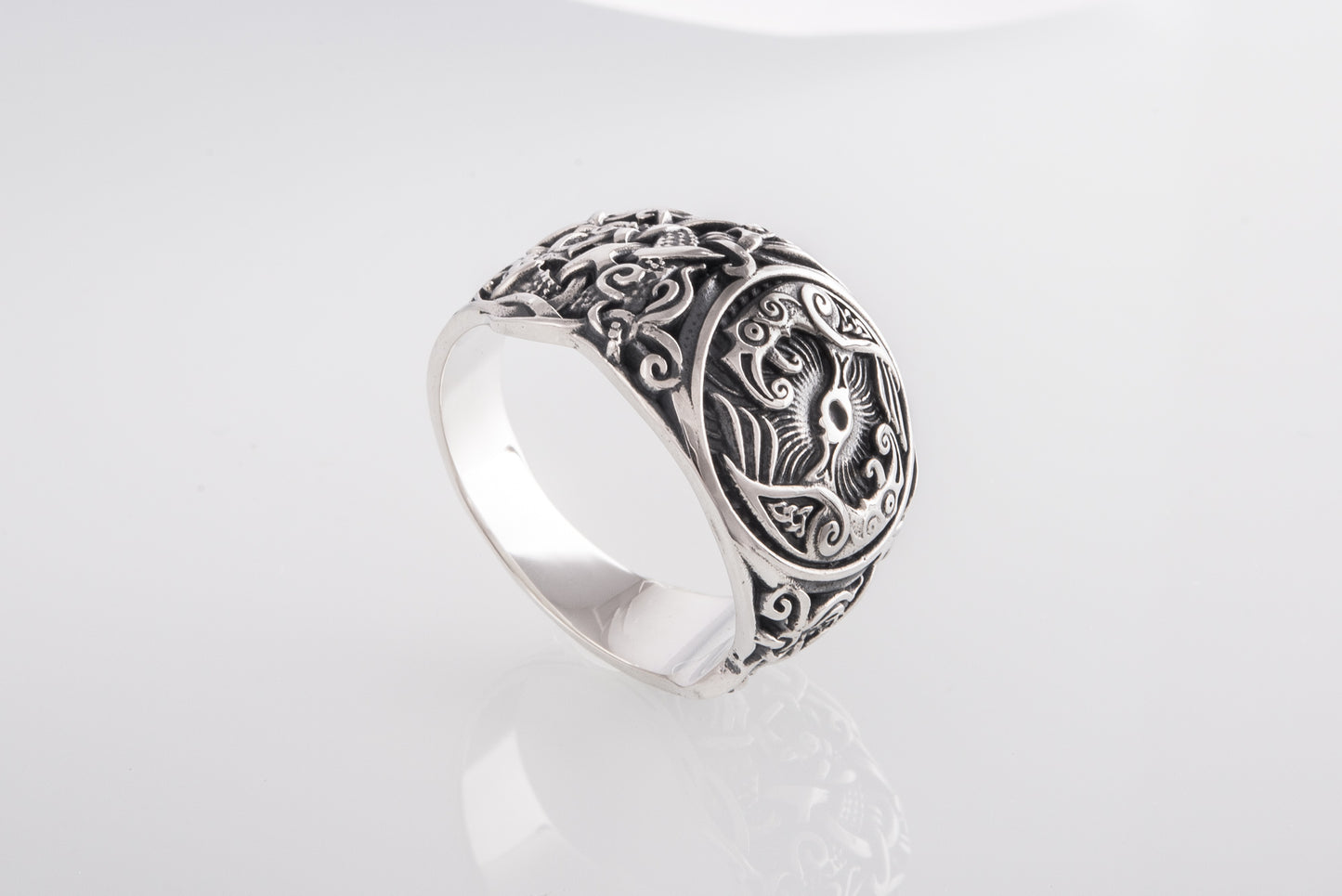 vkngjewelry Ring Handcrafted Hugin Munin Mammen Style Sterling Silver