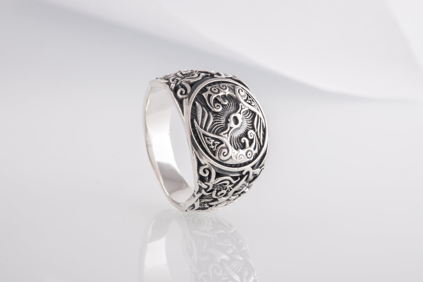 vkngjewelry Ring Handcrafted Hugin Munin Mammen Style Sterling Silver