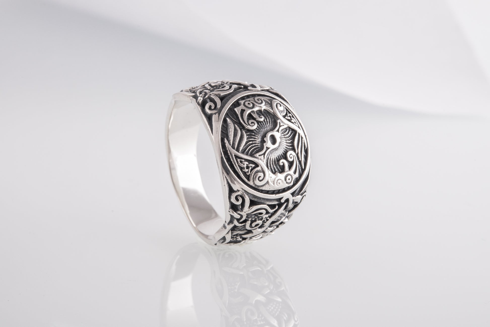 vkngjewelry Ring Handcrafted Hugin Munin Mammen Style Sterling Silver