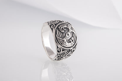 vkngjewelry Ring Handcrafted Hugin Munin Mammen Style Sterling Silver