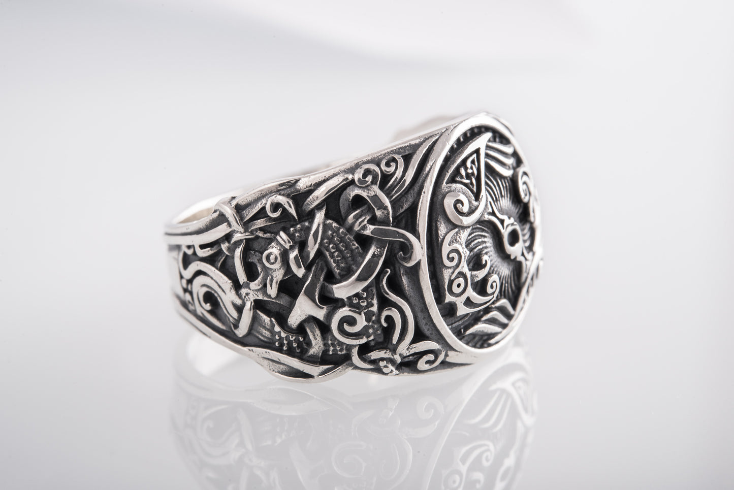 vkngjewelry Ring Handcrafted Hugin Munin Mammen Style Sterling Silver