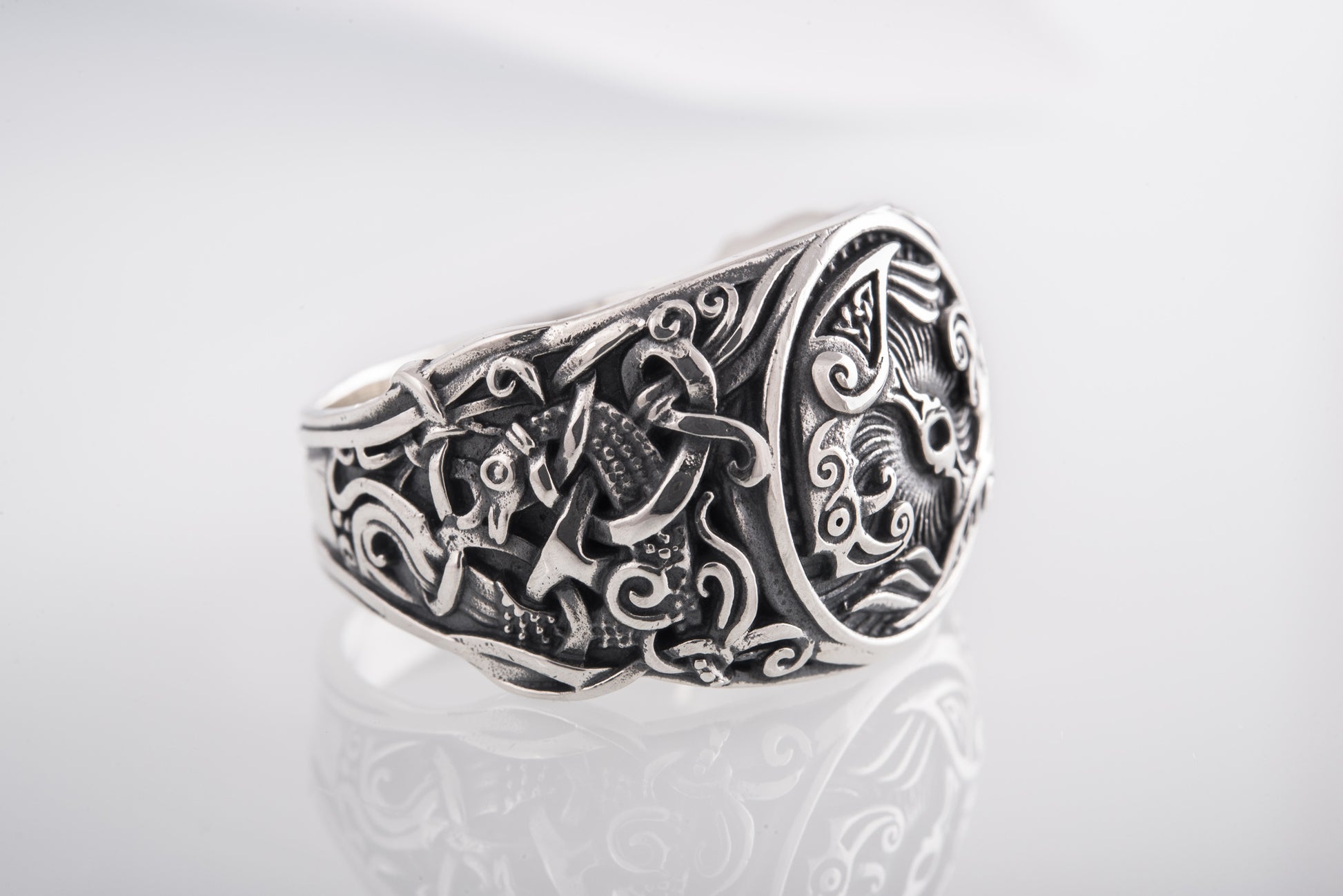 vkngjewelry Ring Handcrafted Hugin Munin Mammen Style Sterling Silver