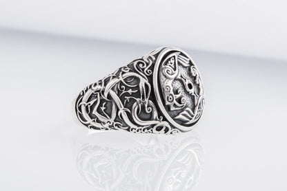vkngjewelry Ring Handcrafted Hugin Munin Urnes Style Sterling Silver