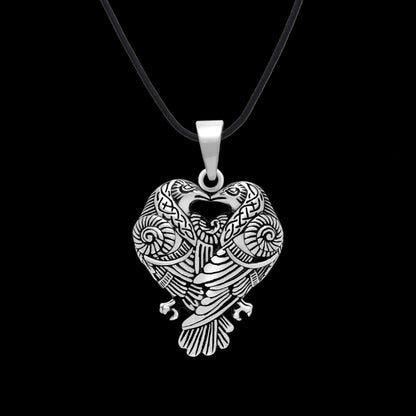 vkngjewelry Pendant 925 Sterling Silver Huginn And Muninn Raven Pendant