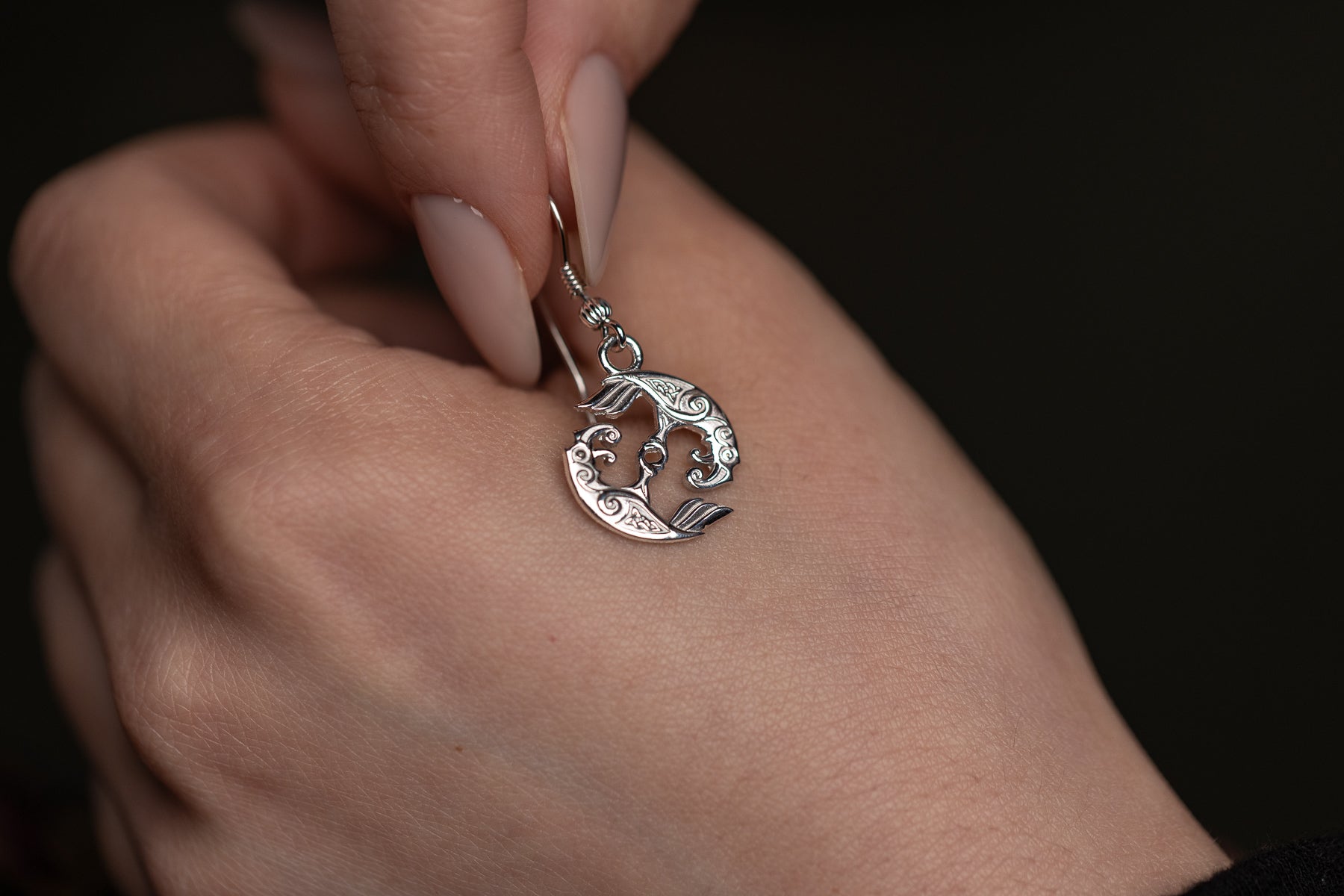 vkngjewelry Earrings Huginn & Muninn Earrings, Silver Ravens of Odin