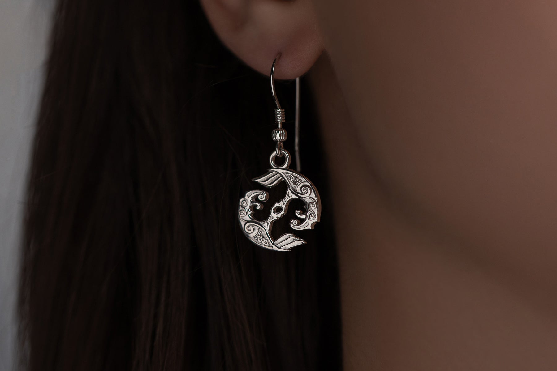 vkngjewelry Earrings Huginn & Muninn Earrings, Silver Ravens of Odin