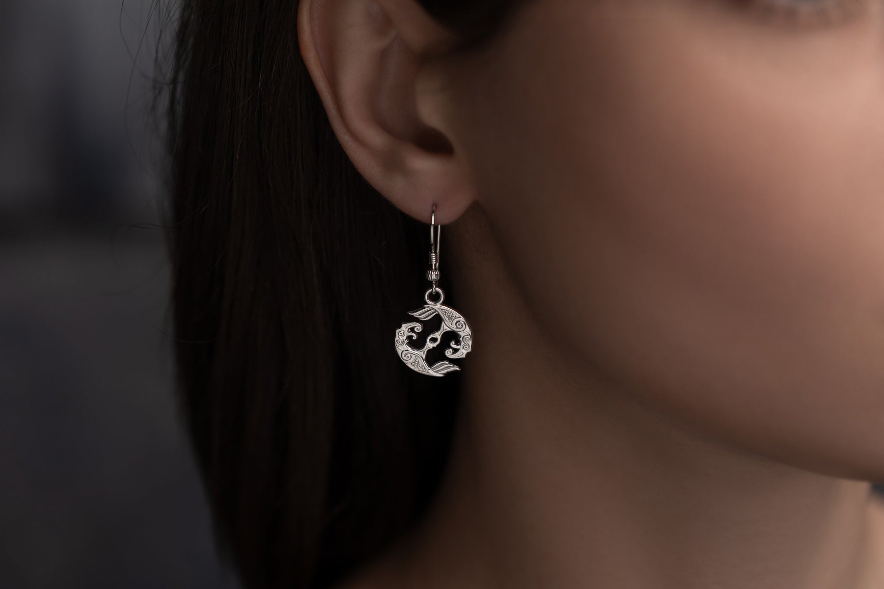 vkngjewelry Earrings Huginn & Muninn Earrings, Silver Ravens of Odin