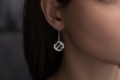 vkngjewelry Earrings Huginn & Muninn Earrings, Silver Ravens of Odin